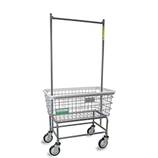 Antimicrobial Large Capacity Laundry Cart w/ Double Pole Rack - 4.5 Bushel RB-200F56-ANTI